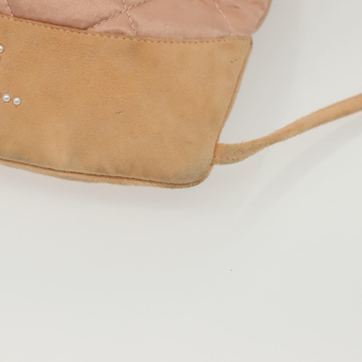 CHANEL Matelasse Backpack Satin Pink Gold CC Auth hk2932