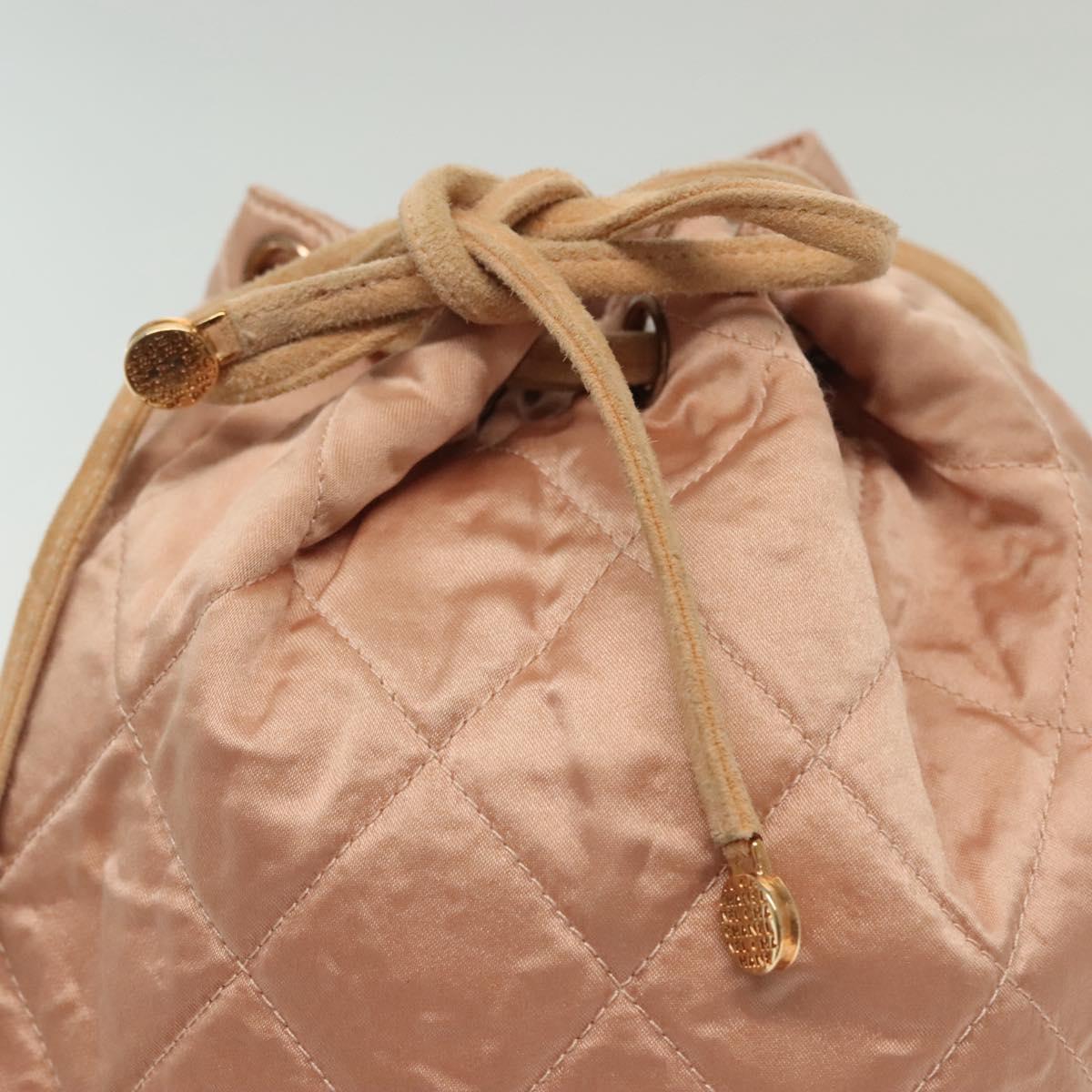 CHANEL Matelasse Backpack Satin Pink Gold CC Auth hk2932