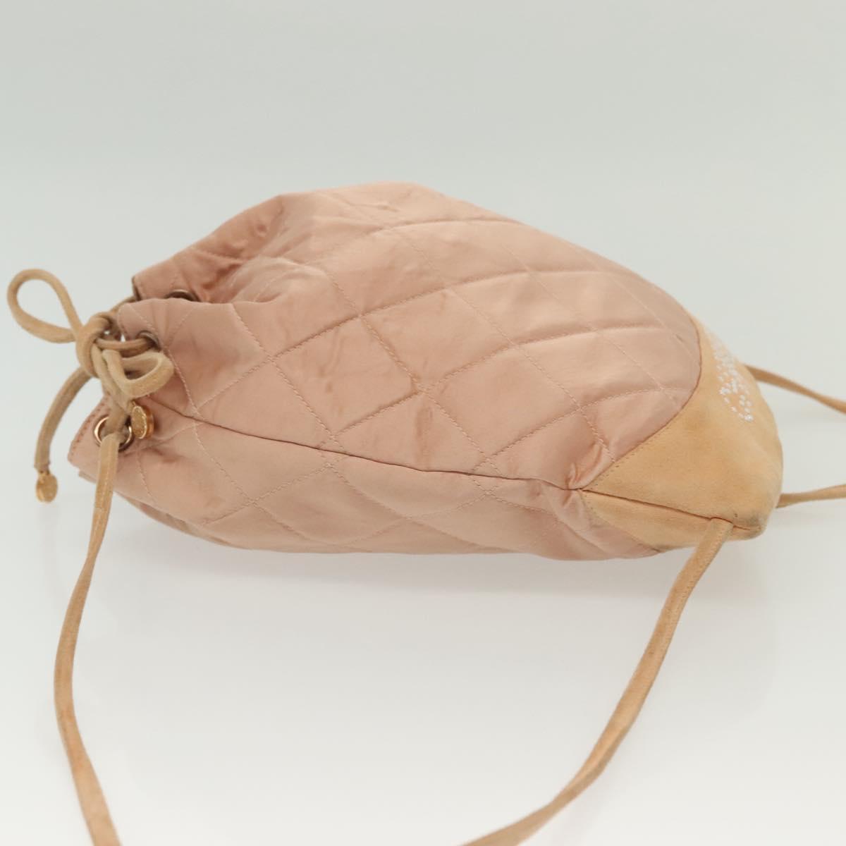 CHANEL Matelasse Backpack Satin Pink Gold CC Auth hk2932