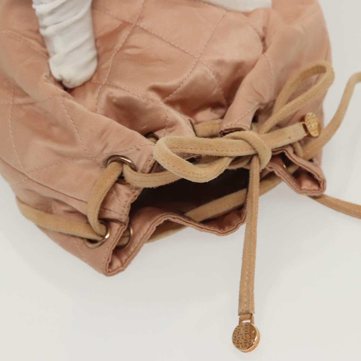 CHANEL Matelasse Backpack Satin Pink Gold CC Auth hk2932