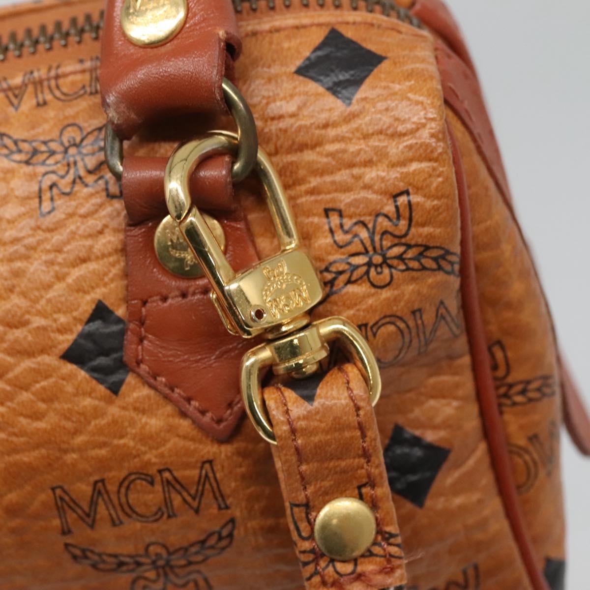 MCM Logogram Vicetos Hand Bag PVC Leather 2way Brown Gold Auth hk2943