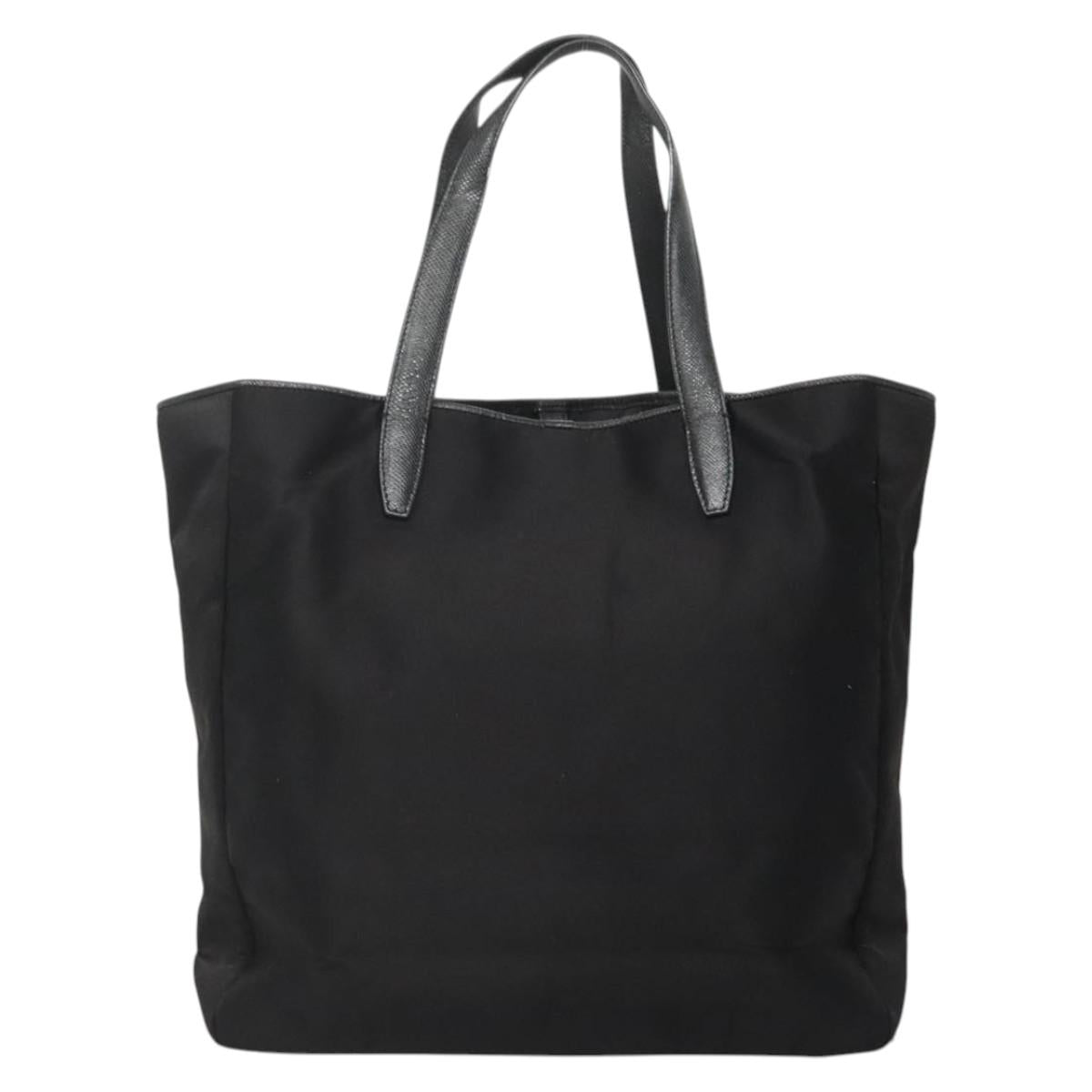 LOEWE Tote Bag Satin Black Gold Auth hk2946