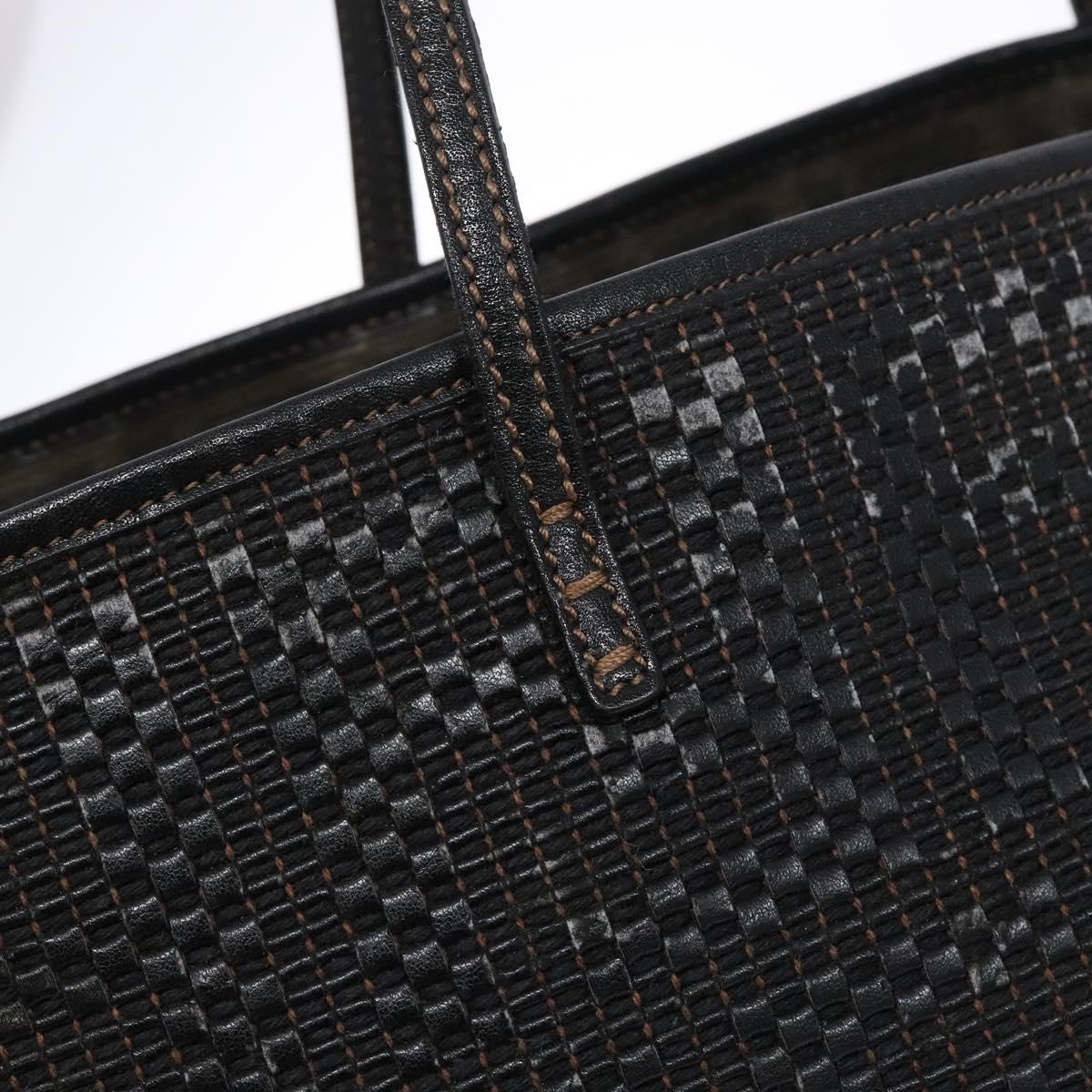 FENDI Zucca Canvas Tote Bag Black Champagne Gold Auth hk2949