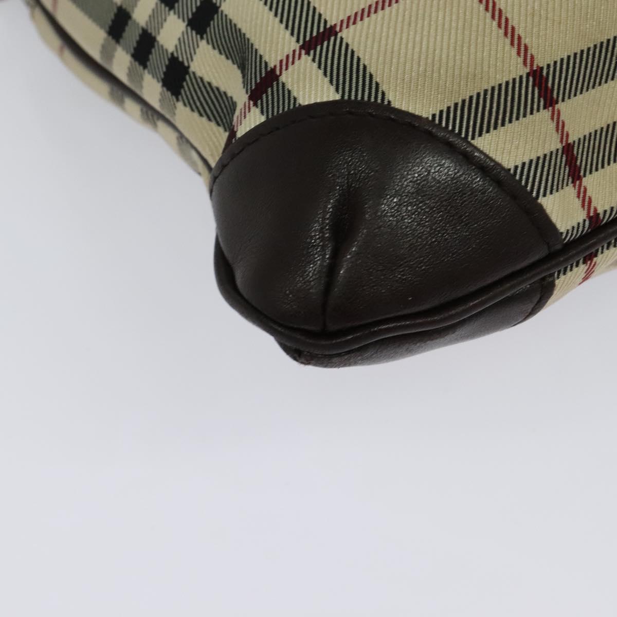 BURBERRY Nova Check Shoulder Bag Nylon Beige Silver Auth hk2950