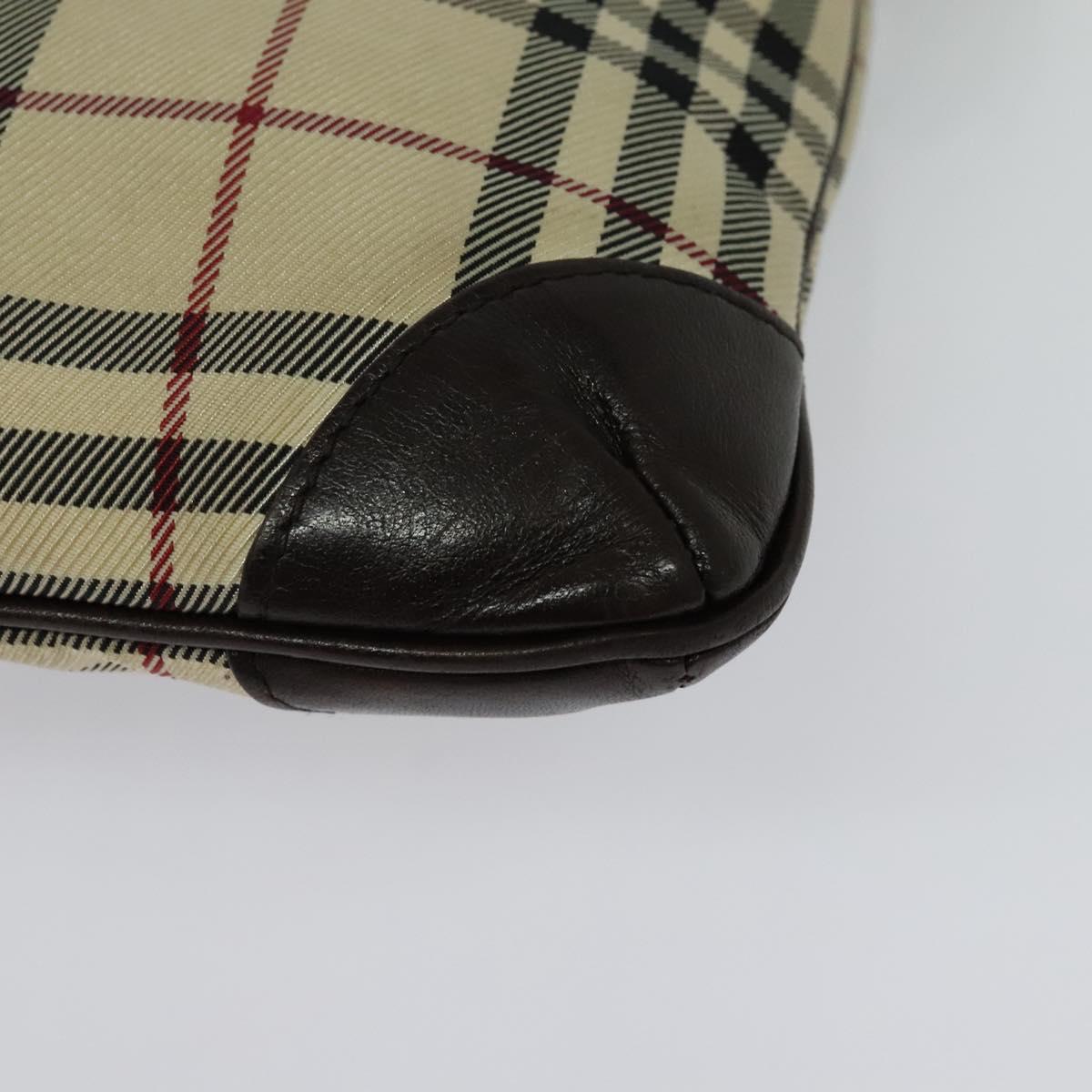 BURBERRY Nova Check Shoulder Bag Nylon Beige Silver Auth hk2950