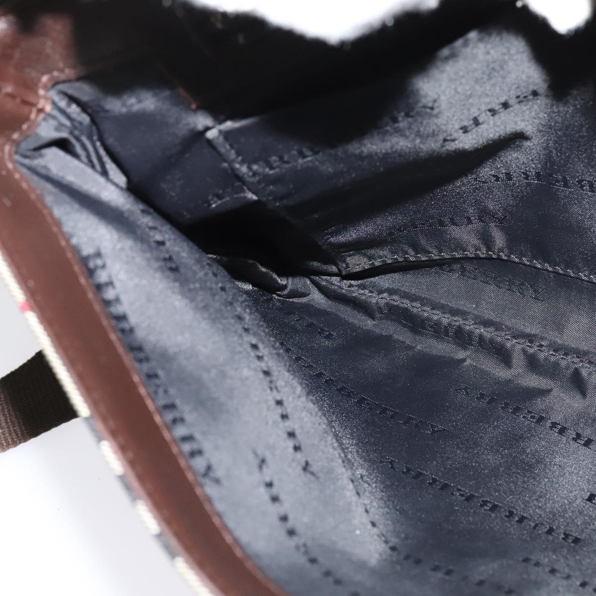 BURBERRY Nova Check Shoulder Bag Nylon Beige Silver Auth hk2950