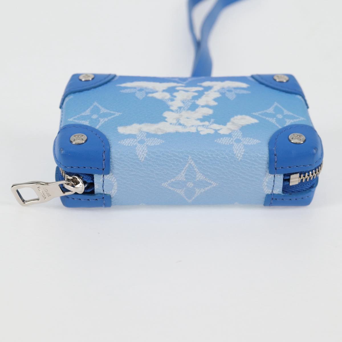LOUIS VUITTON Monogram Clouds Trunk Necklace Wallet Blue M45440 Auth hk2959M