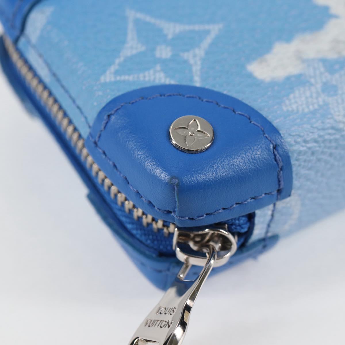 LOUIS VUITTON Monogram Clouds Trunk Necklace Wallet Blue M45440 Auth hk2959M