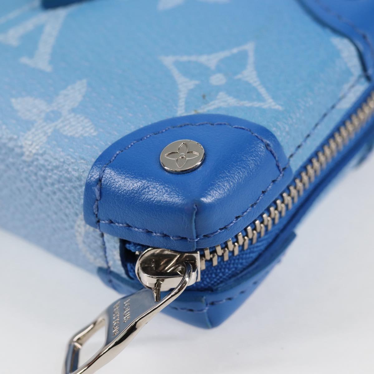 LOUIS VUITTON Monogram Clouds Trunk Necklace Wallet Blue M45440 Auth hk2959M