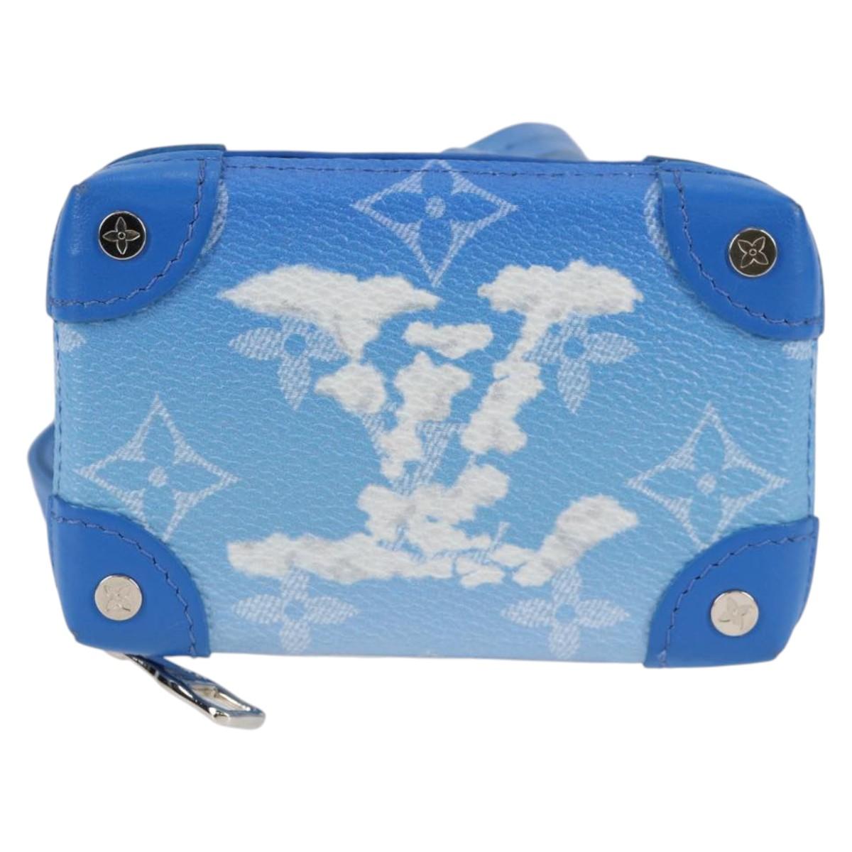 LOUIS VUITTON Monogram Clouds Trunk Necklace Wallet Blue M45440 Auth hk2959M