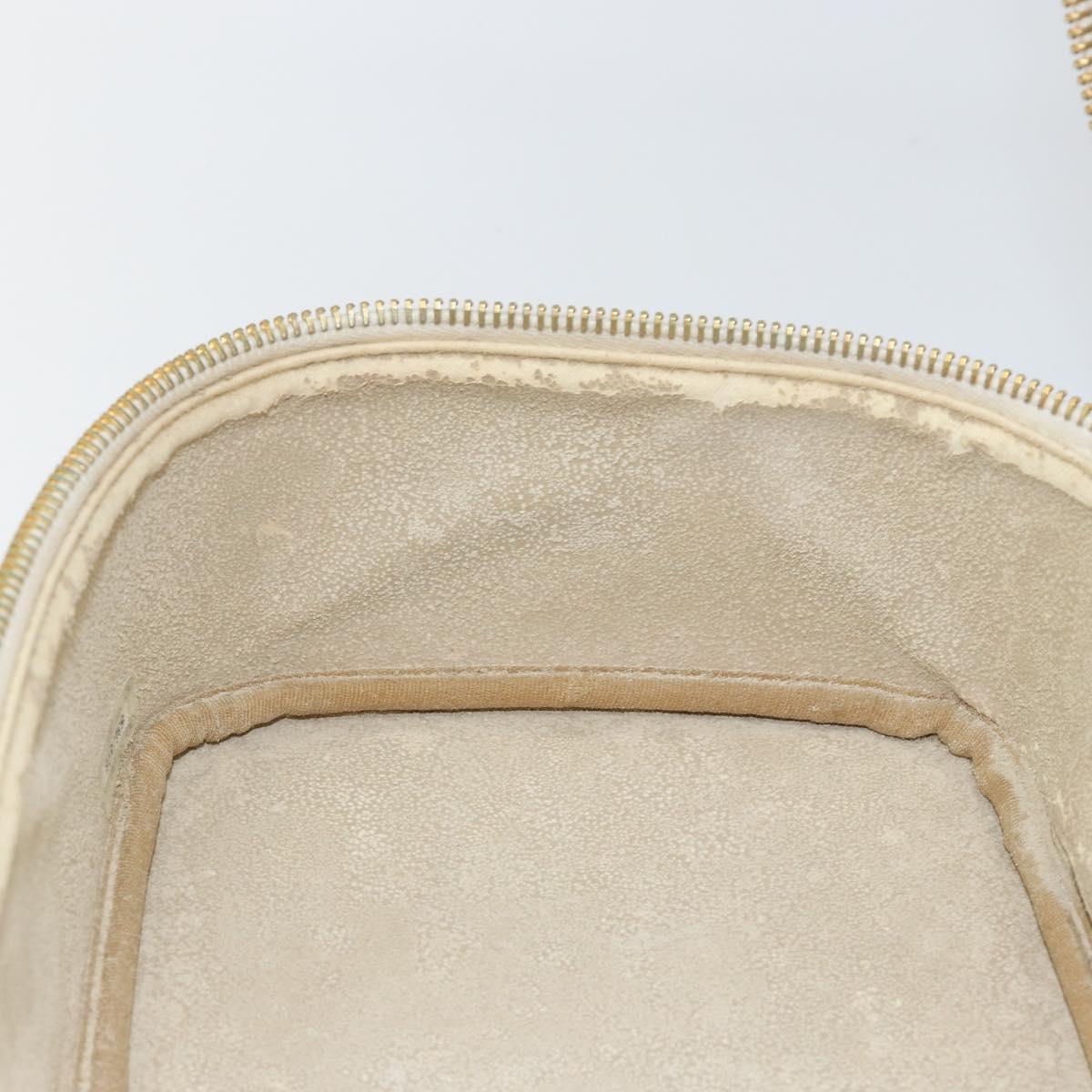 CHANEL COCO Mark vanity Pouch Caviar Skin White Gold CC Auth hk2965