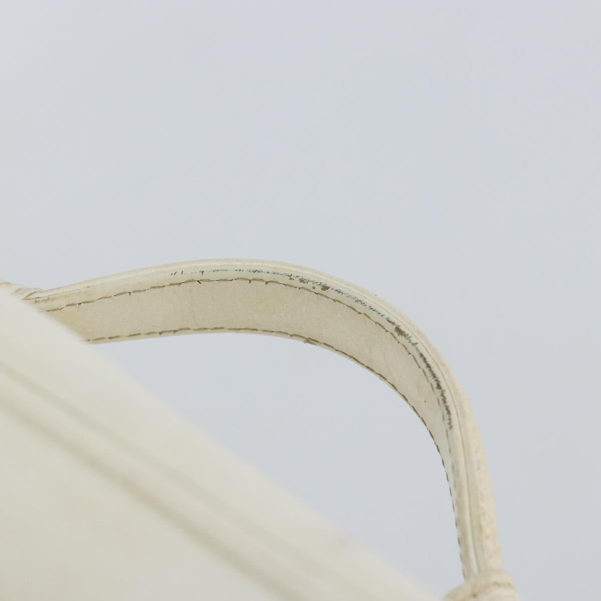 CHANEL COCO Mark vanity Pouch Caviar Skin White Gold CC Auth hk2965
