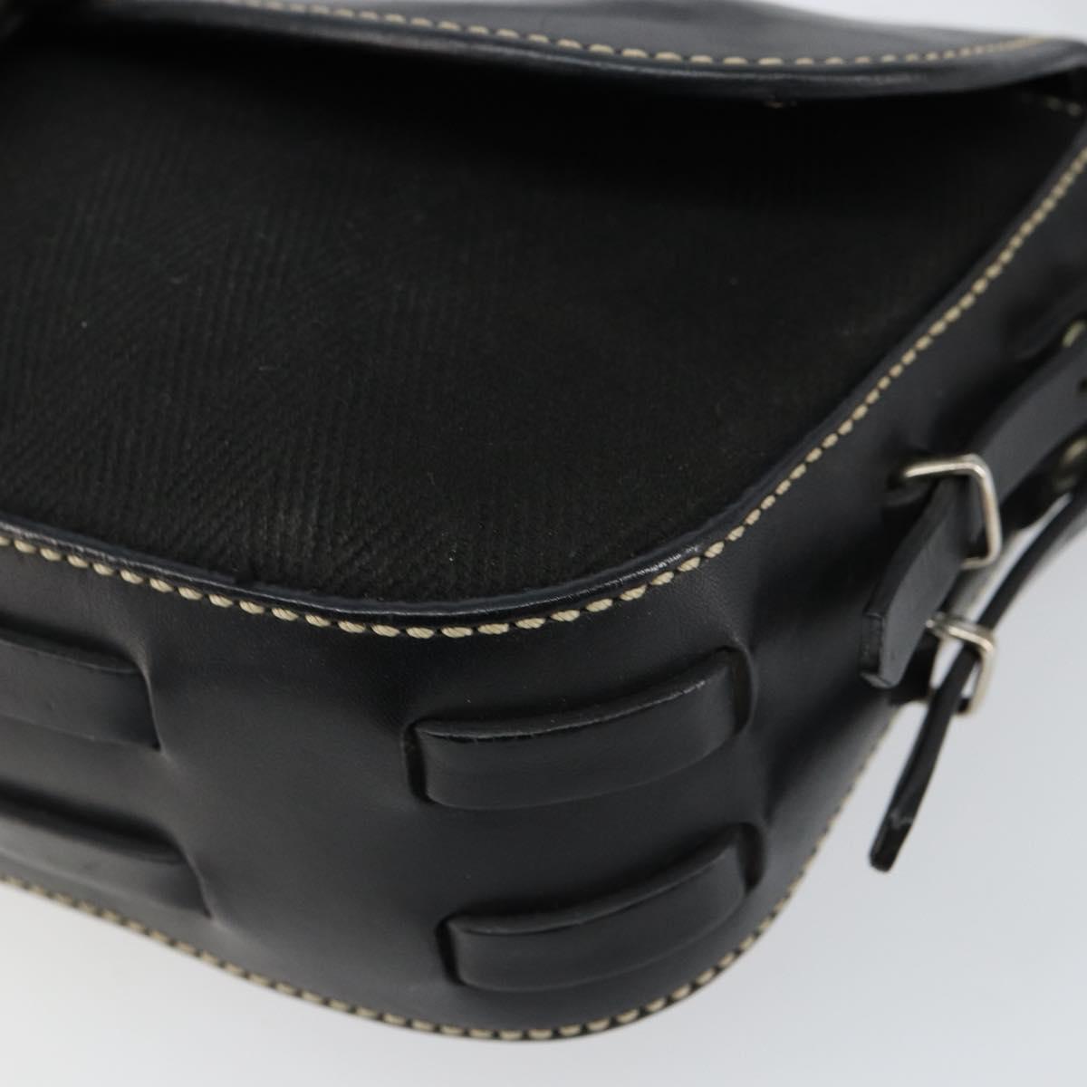 FENDI Shoulder Bag Leather Black Auth hk2970