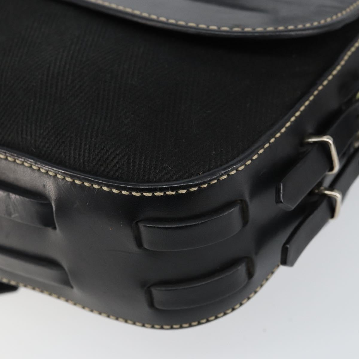 FENDI Shoulder Bag Leather Black Auth hk2970