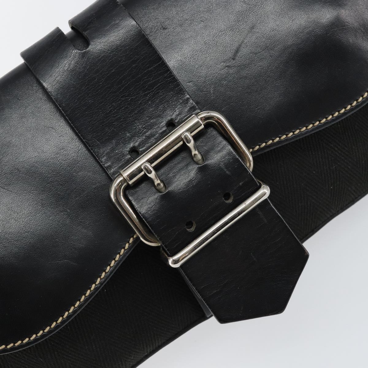 FENDI Shoulder Bag Leather Black Auth hk2970