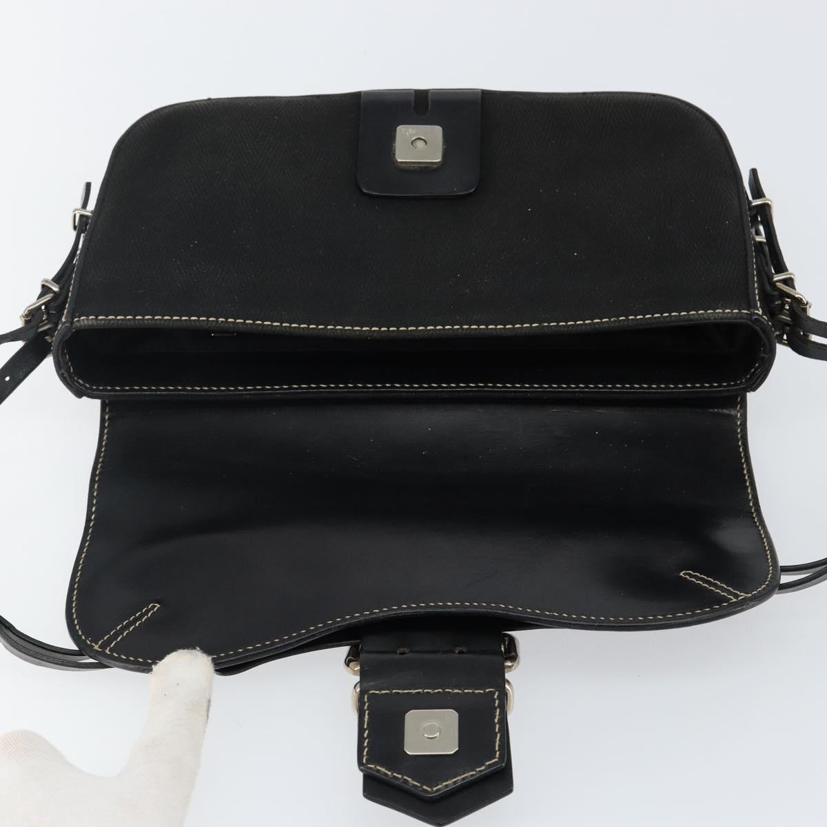 FENDI Shoulder Bag Leather Black Auth hk2970