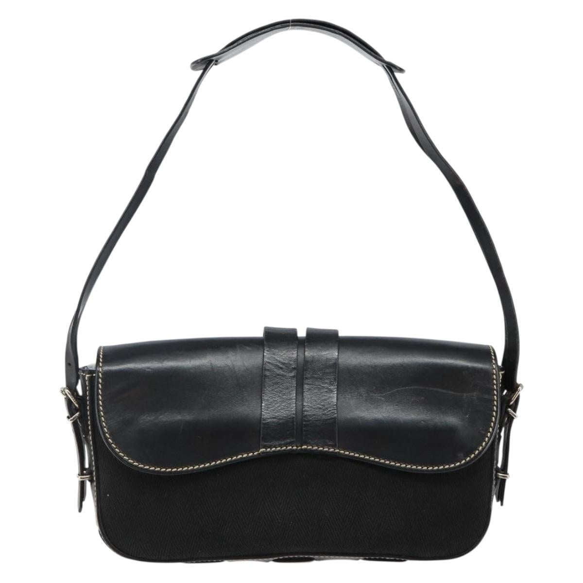 FENDI Shoulder Bag Leather Black Auth hk2970