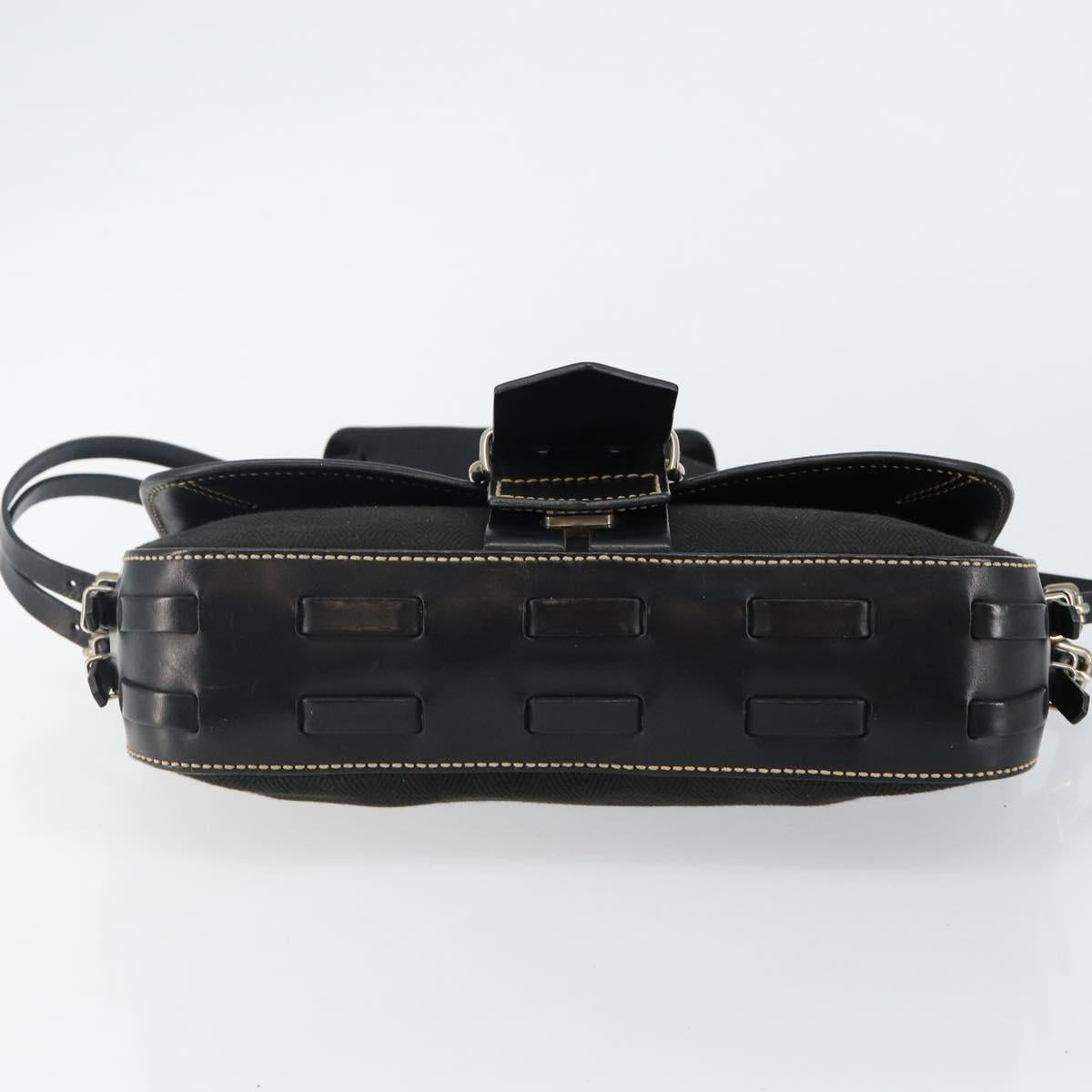 FENDI Shoulder Bag Leather Black Auth hk2970