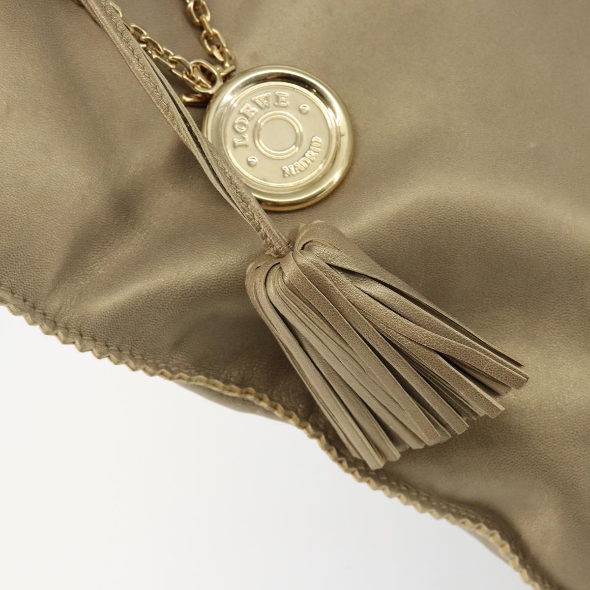 LOEWE Anagram Tote Bag Leather Gold Auth hk2975