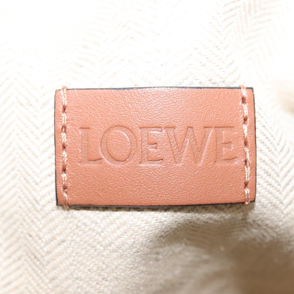 LOEWE Anagram Drawstring Pouch Pile Beige Auth hk2976