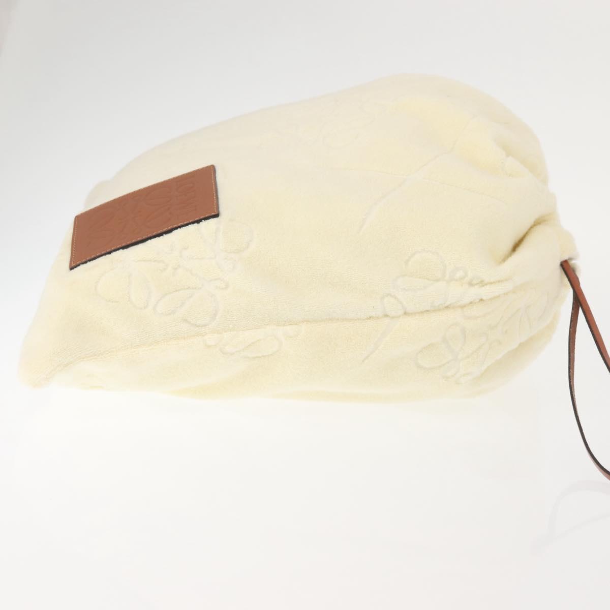 LOEWE Anagram Drawstring Pouch Pile Beige Auth hk2976