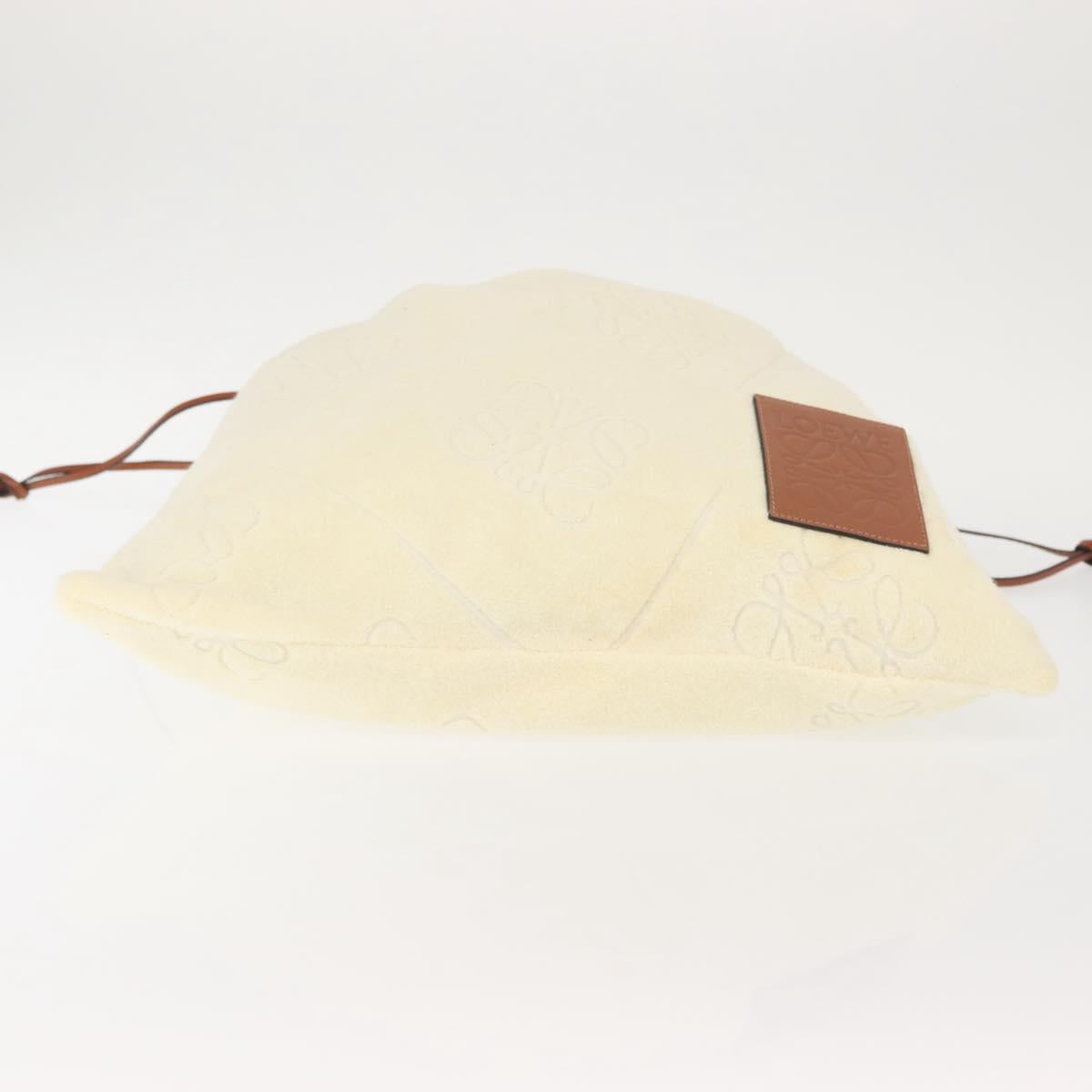 LOEWE Anagram Drawstring Pouch Pile Beige Auth hk2976