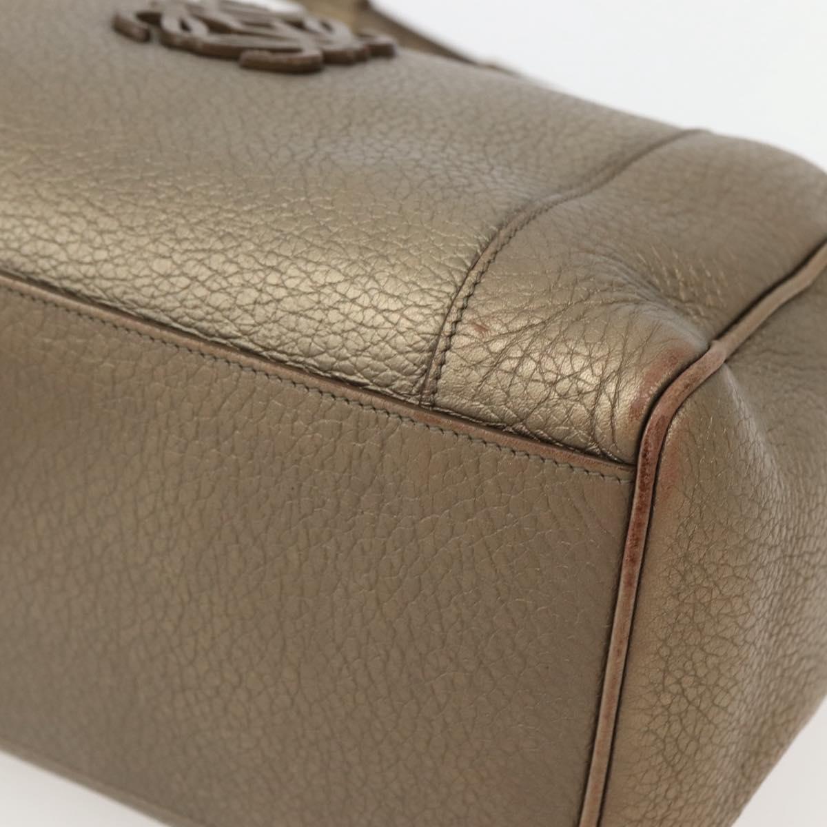 LOEWE Anagram Hand Bag Leather 2way Gold Auth hk2980