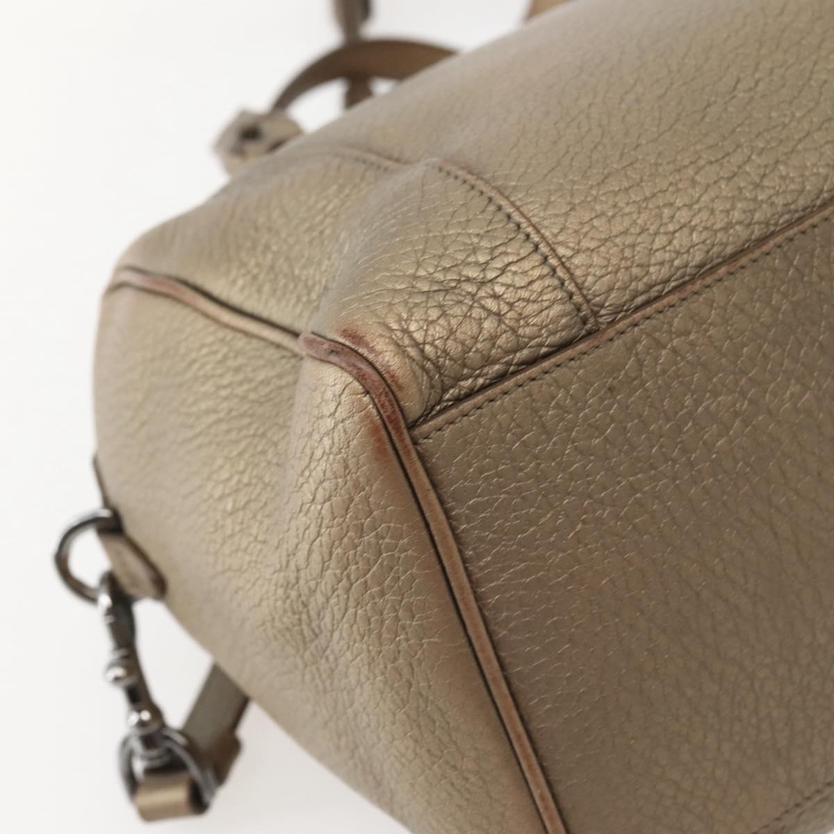 LOEWE Anagram Hand Bag Leather 2way Gold Auth hk2980