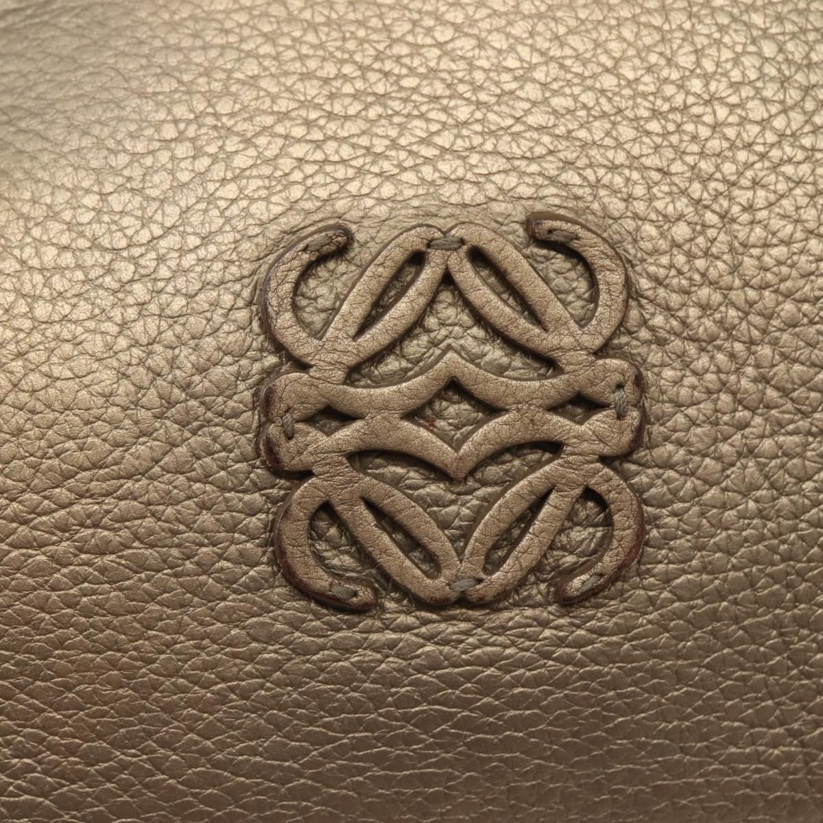 LOEWE Anagram Hand Bag Leather 2way Gold Auth hk2980