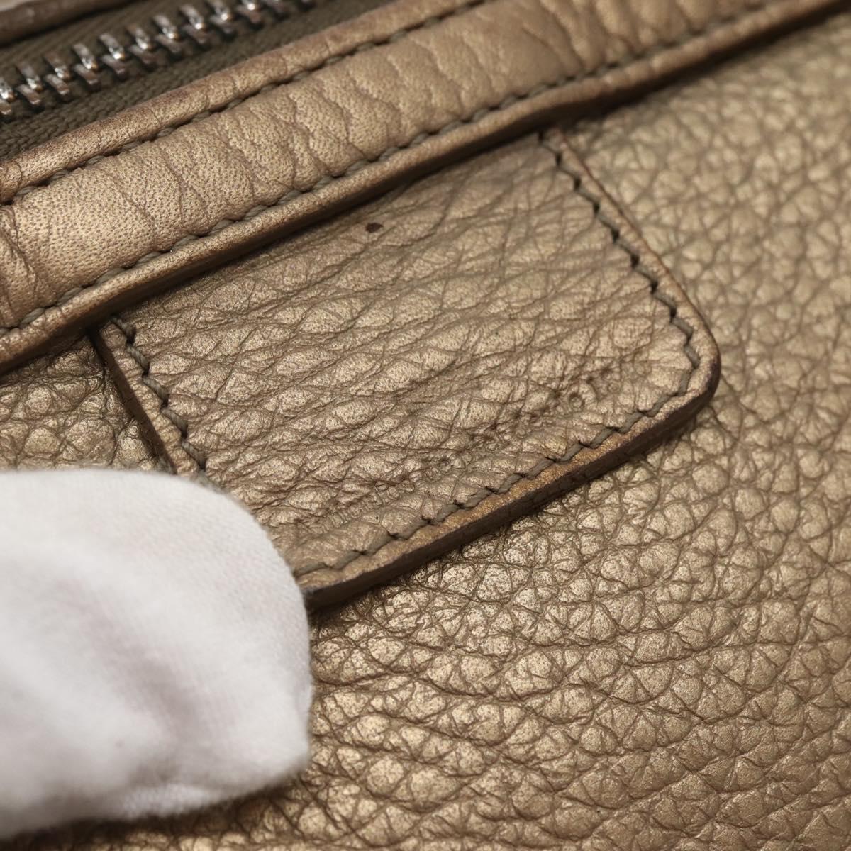 LOEWE Anagram Hand Bag Leather 2way Gold Auth hk2980