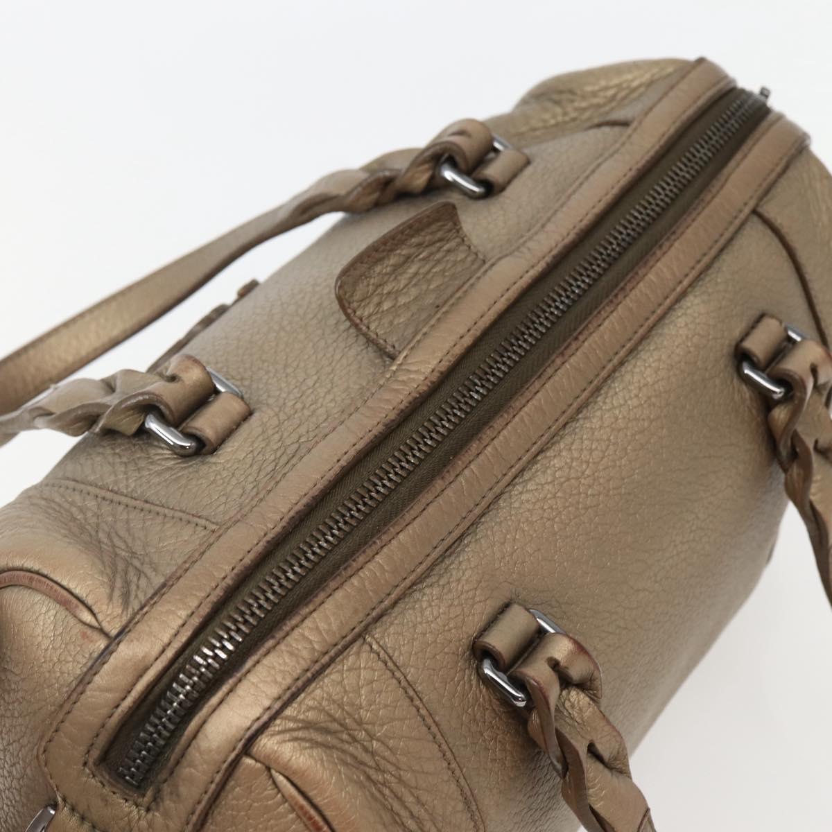 LOEWE Anagram Hand Bag Leather 2way Gold Auth hk2980