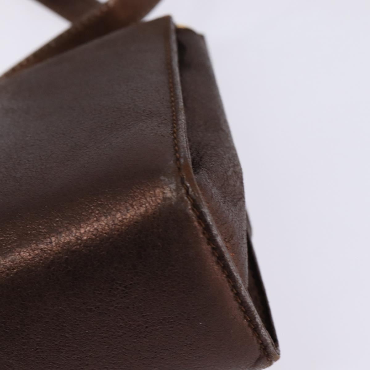 Salvatore Ferragamo Gancini Shoulder Bag Leather Brown Gold Auth hk2983
