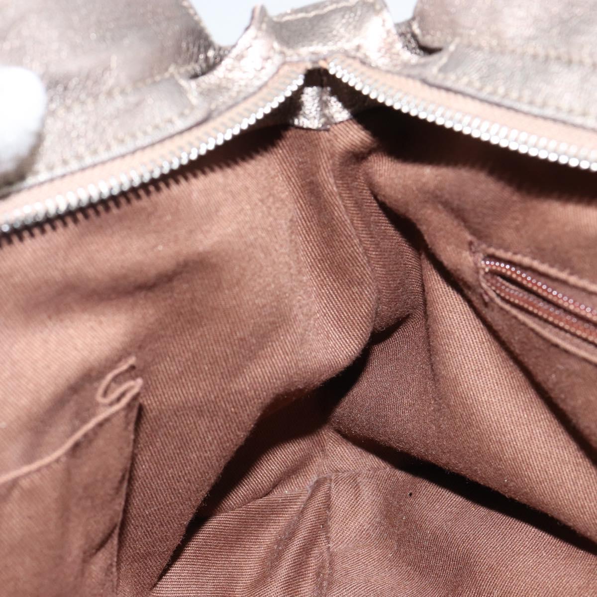 Salvatore Ferragamo Gancini Tote Bag Leather Champagne Gold Auth hk2984