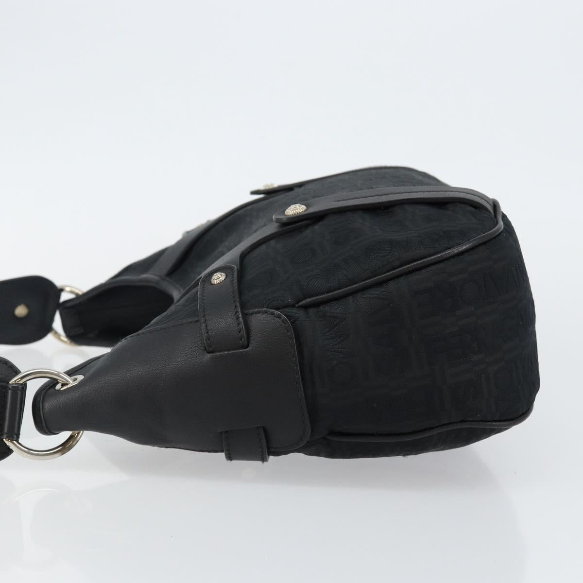 Salvatore Ferragamo Shoulder Bag Canvas Black Silver Auth hk2987