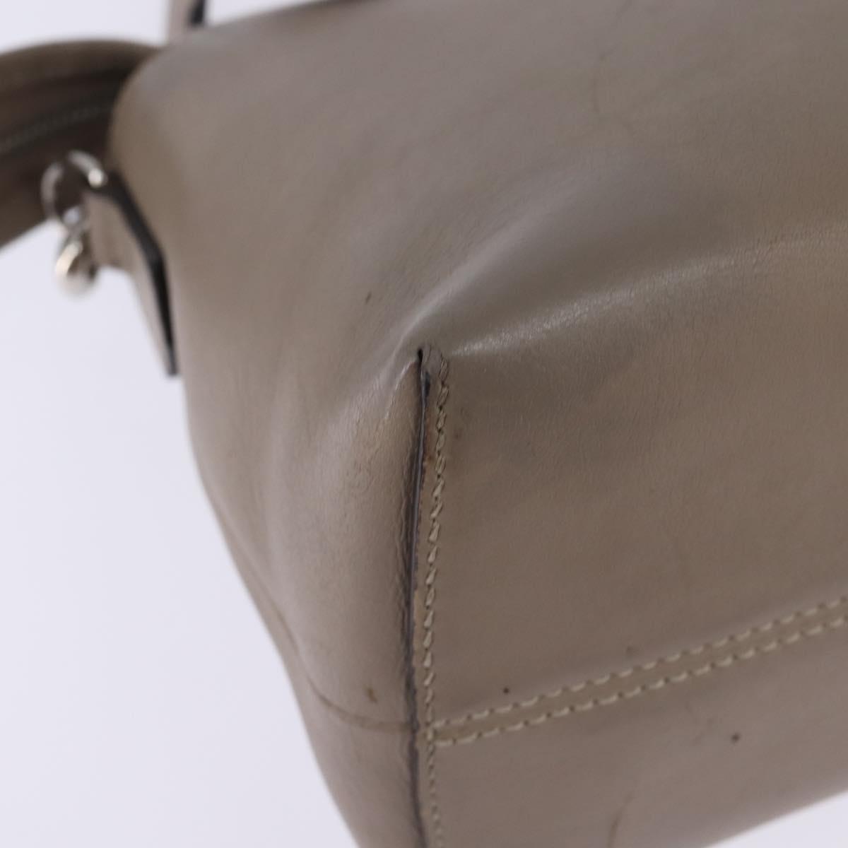 FENDI By The Way Hand Bag Leather 2way Beige Silver Auth hk2988