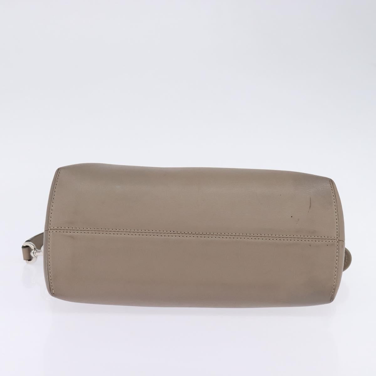 FENDI By The Way Hand Bag Leather 2way Beige Silver Auth hk2988