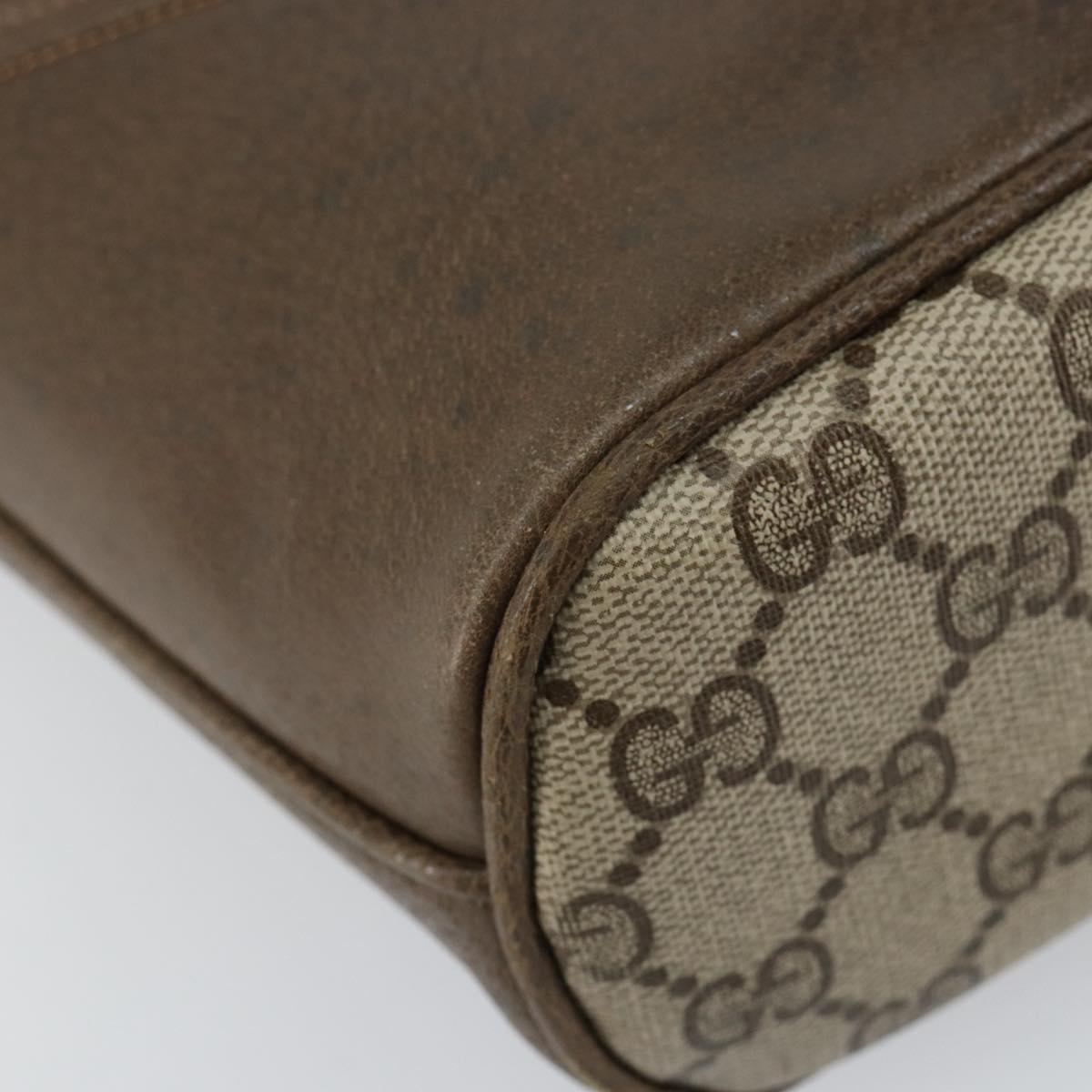 GUCCI GG Supreme Shoulder Bag PVC Beige Gold Auth hk2992