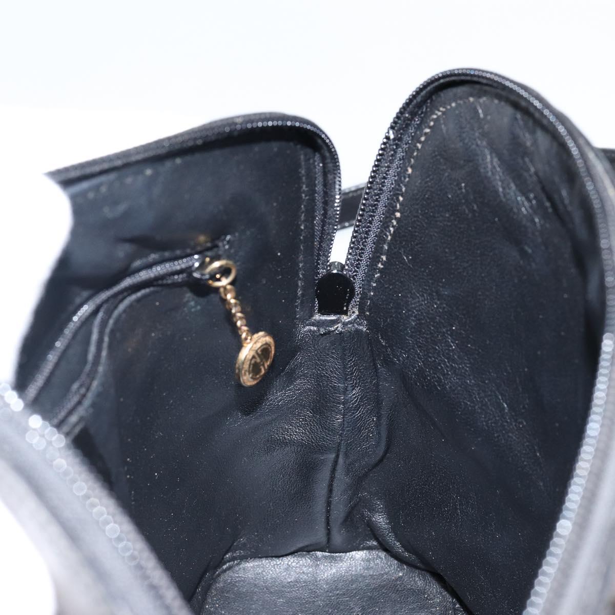 GUCCI Bamboo Hand Bag Enamel 2way Black Gold 000 58 0290 Auth hk2996
