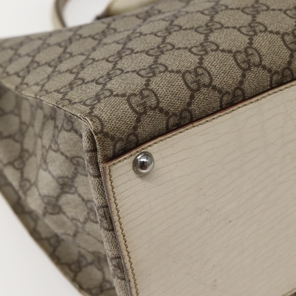 GUCCI GG Supreme New Jackie Tote Bag PVC Beige Silver 152610 Auth hk2998
