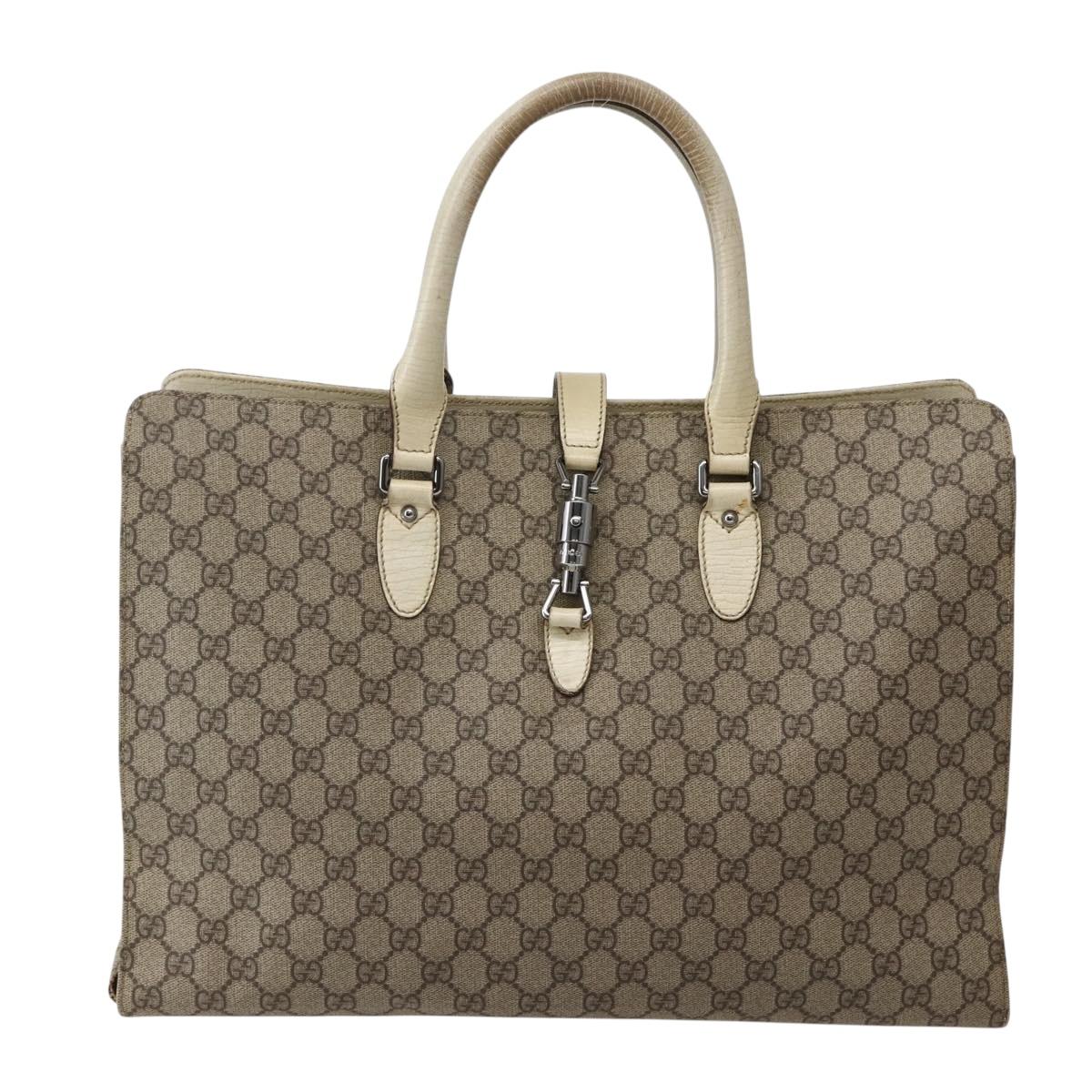 GUCCI GG Supreme New Jackie Tote Bag PVC Beige Silver 152610 Auth hk2998