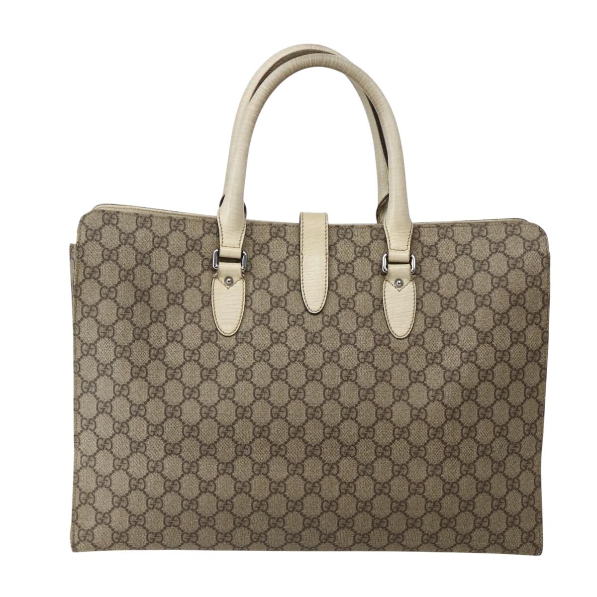 GUCCI GG Supreme New Jackie Tote Bag PVC Beige Silver 152610 Auth hk2998