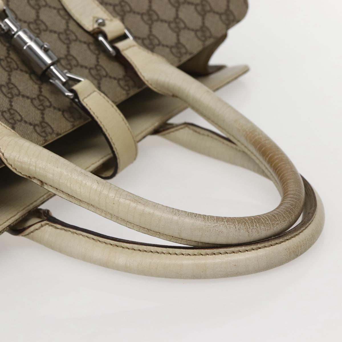 GUCCI GG Supreme New Jackie Tote Bag PVC Beige Silver 152610 Auth hk2998