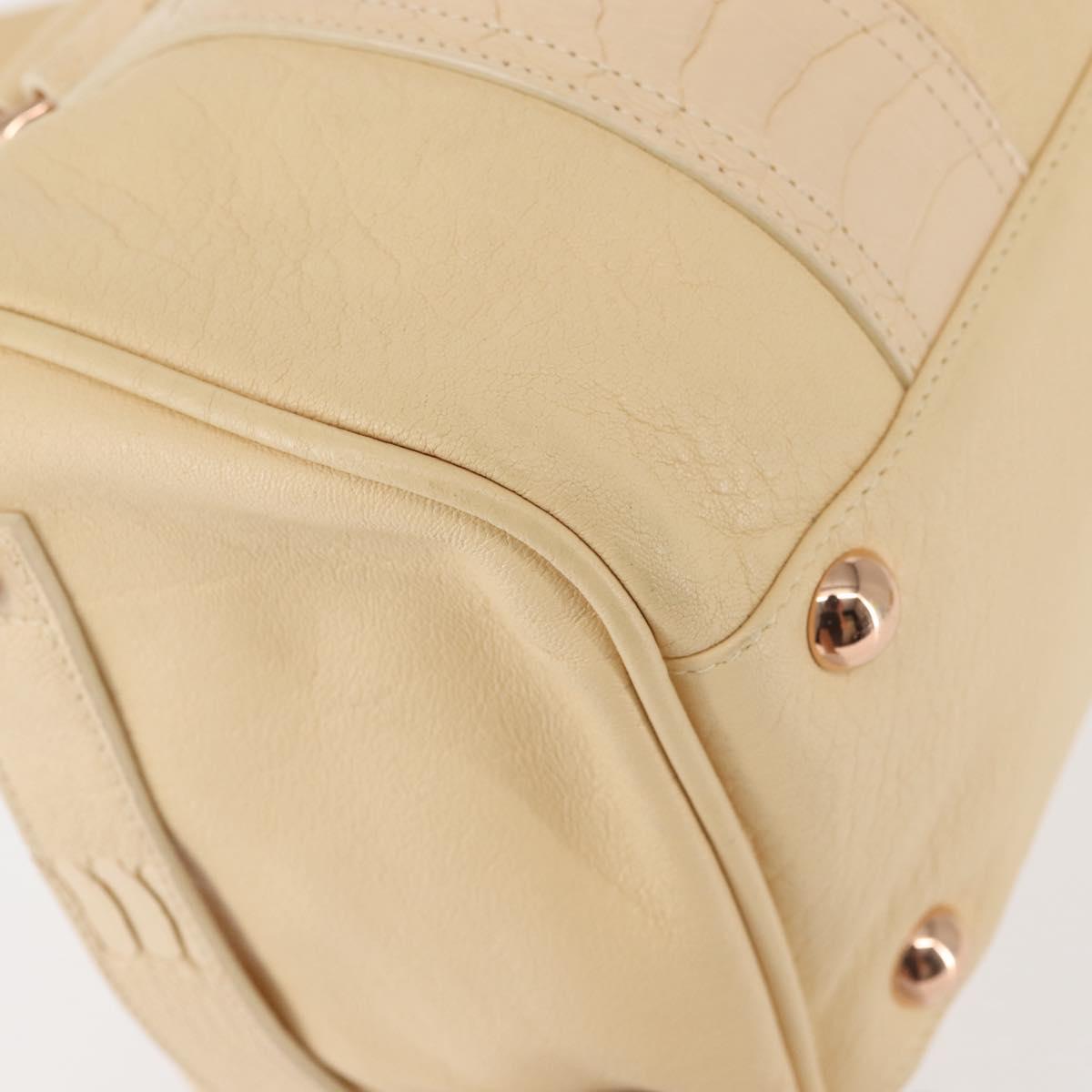 BALENCIAGA Hand Bag Leather Beige Gold Auth hk3005