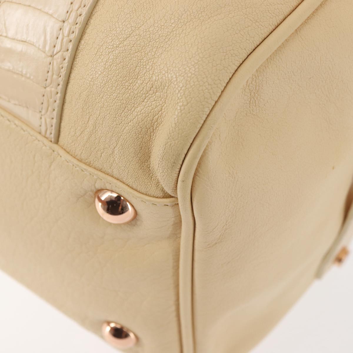 BALENCIAGA Hand Bag Leather Beige Gold Auth hk3005