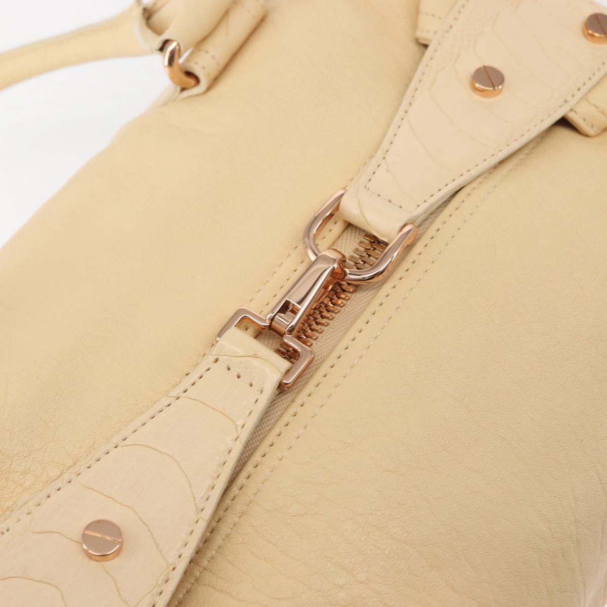 BALENCIAGA Hand Bag Leather Beige Gold Auth hk3005