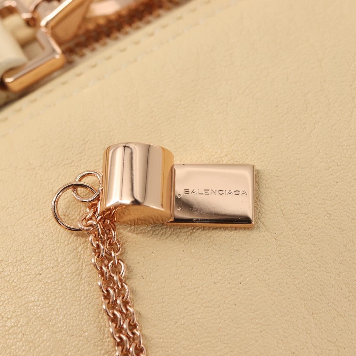 BALENCIAGA Hand Bag Leather Beige Gold Auth hk3005
