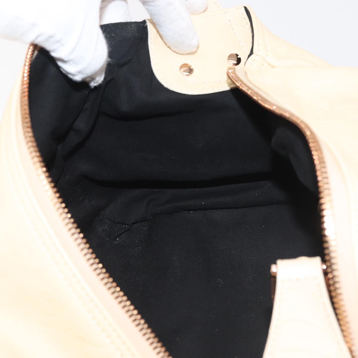 BALENCIAGA Hand Bag Leather Beige Gold Auth hk3005