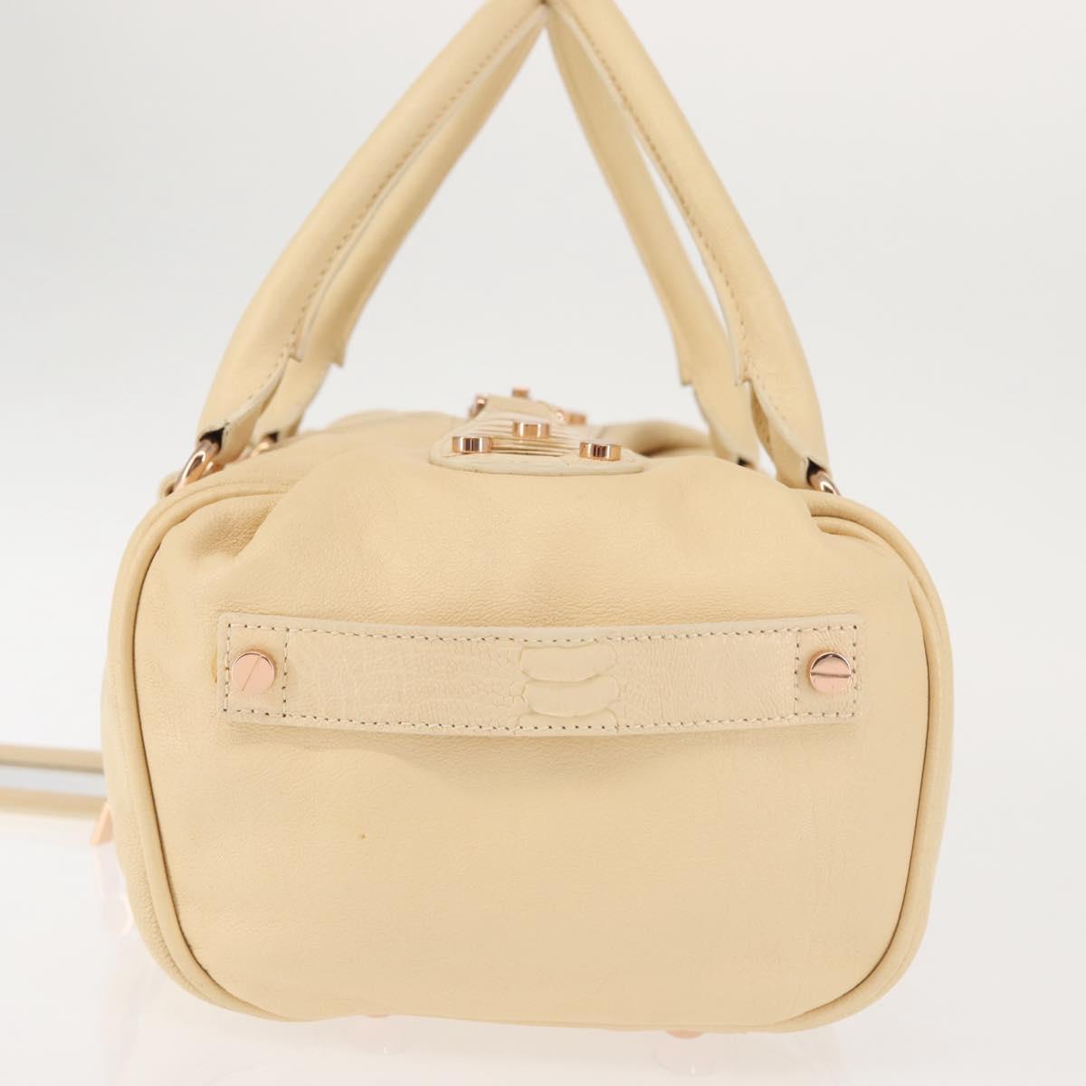 BALENCIAGA Hand Bag Leather Beige Gold Auth hk3005