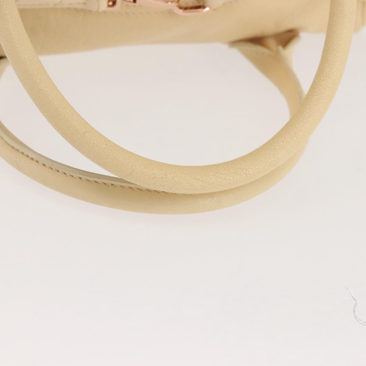 BALENCIAGA Hand Bag Leather Beige Gold Auth hk3005