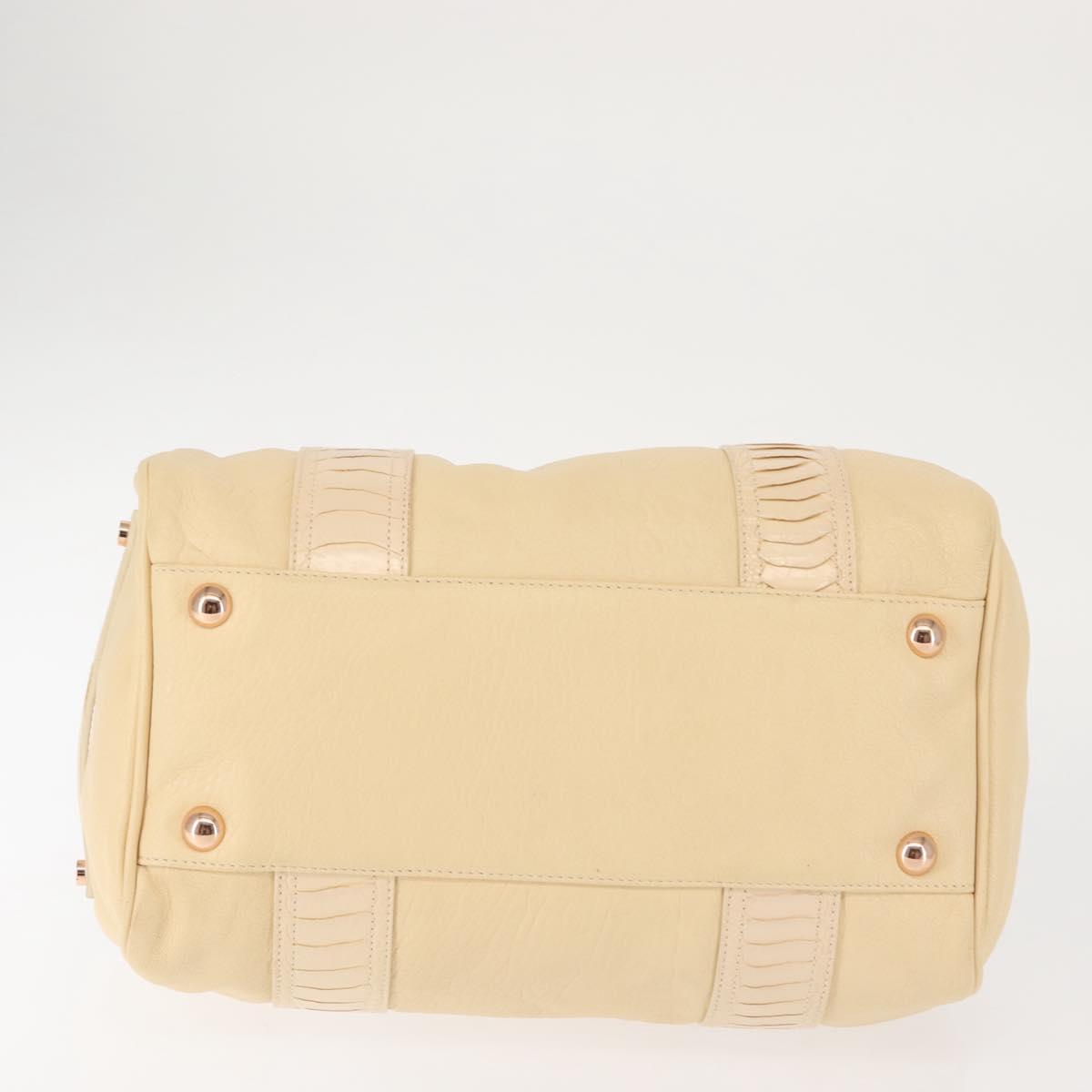 BALENCIAGA Hand Bag Leather Beige Gold Auth hk3005